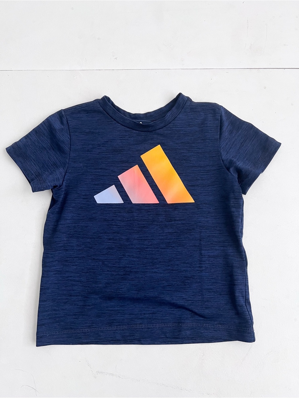 adidas Navy Short-Sleeve Tee with Sunset Gradient Logo